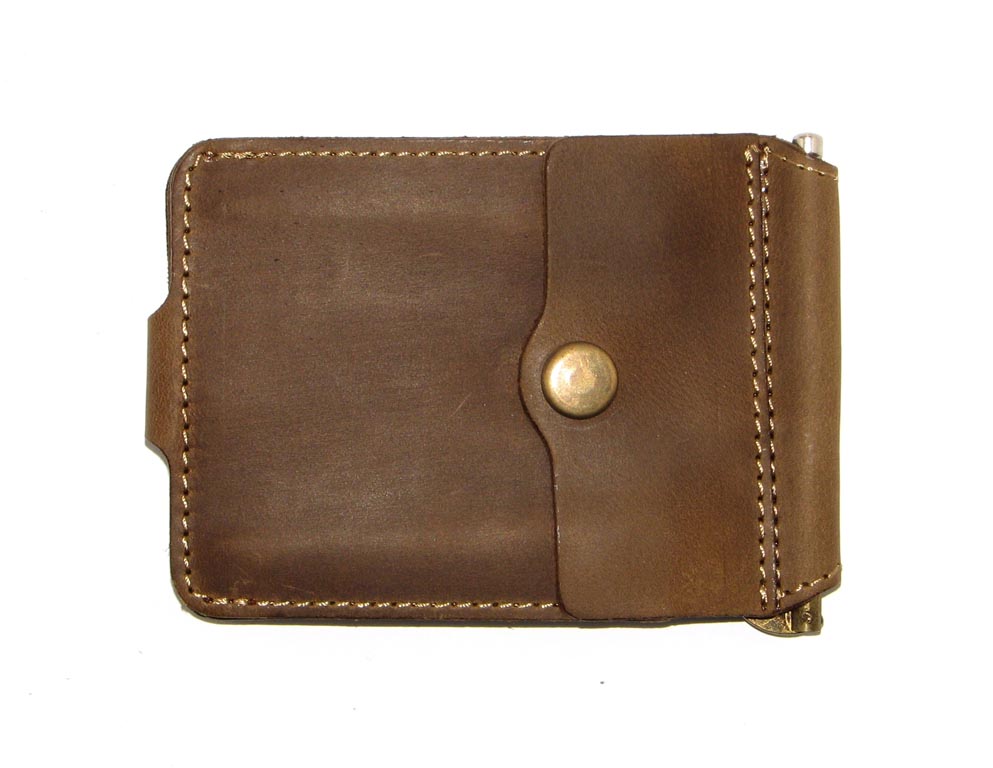 Шкіряний Затиск для Грошей DNK Leather Затиск-H з монетником оливковий